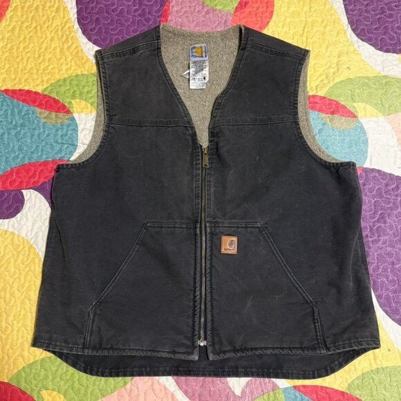 BLACK&GRAY CARHARTT RUGGED VEST / GILET! SHERPA LINED! DATED APRIL 2011 - Picture 1 of 8